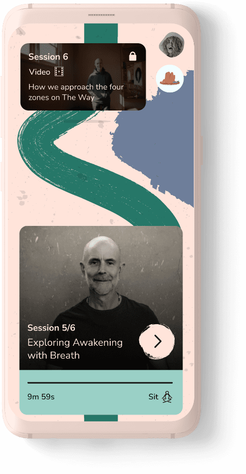 mobile phone mockup showing screenshot of Session 9 of The Way App