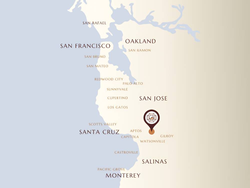 Map showing location of the Mount Madonna Retreat Center