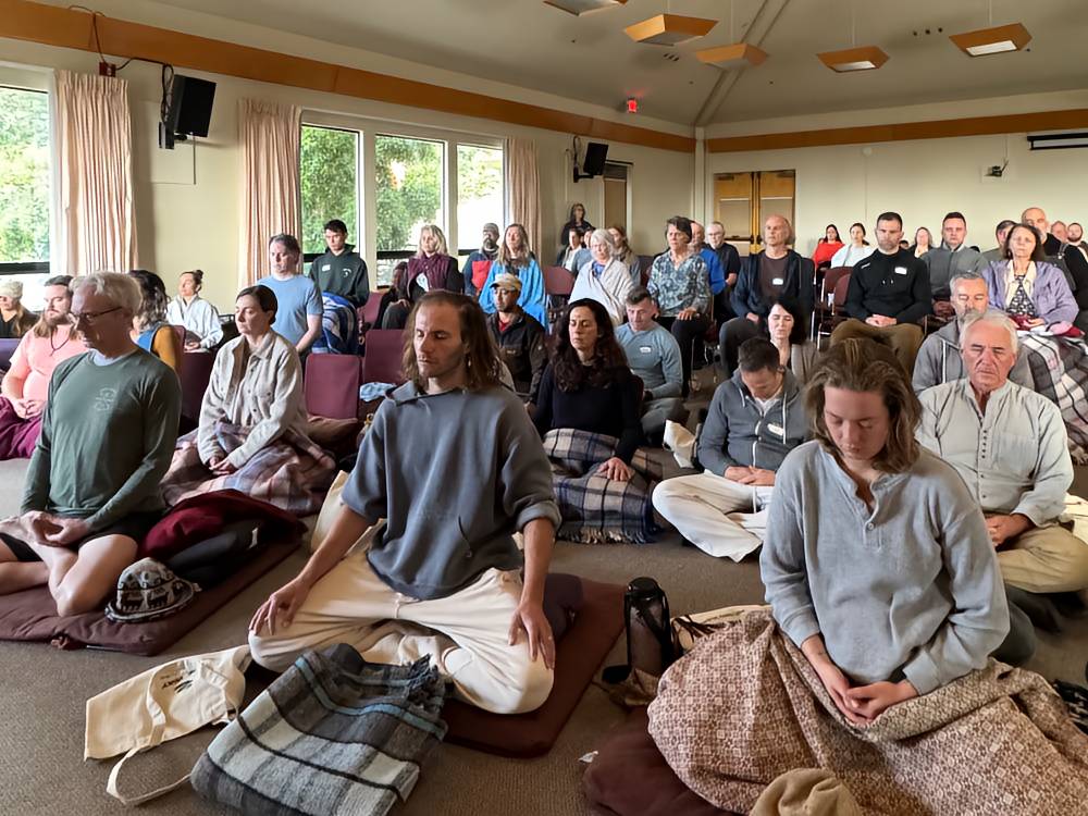 Meditation group at a residential retreat